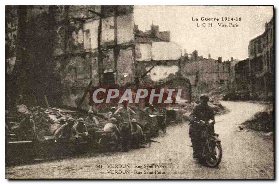 Verdun - Rue Saint-Pierre — scène de guerre 1914-18 — L C H. Visé, Paris