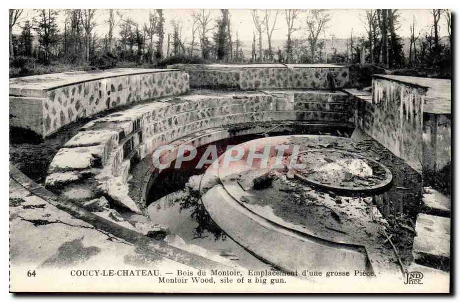 Coucy le Chateau - Bois de Montoir - Emplacement d'une grosse piece - CPA (militaria canon)
