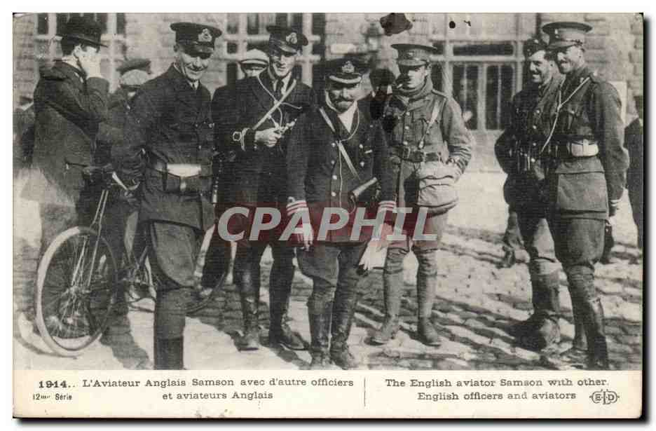Militaria - Aviator Anglais Samson avec d'autres officiers - pilot - CPA 