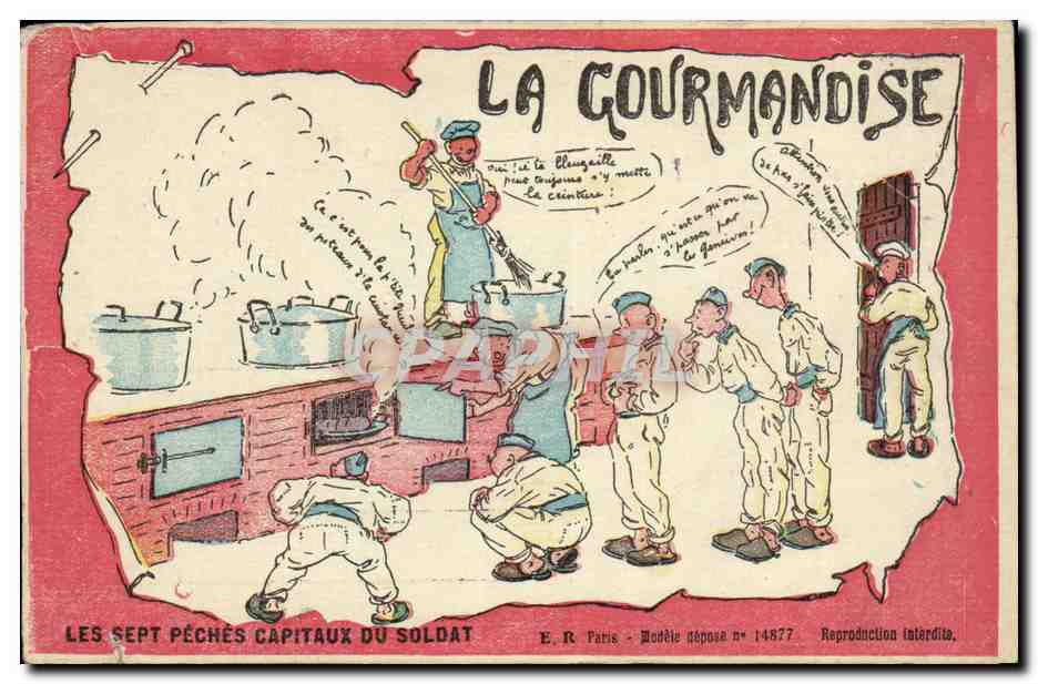 Militaria - Humour - Illustration - Les Sept Peches Capitaux du Soldat - Gourmandise - CPA