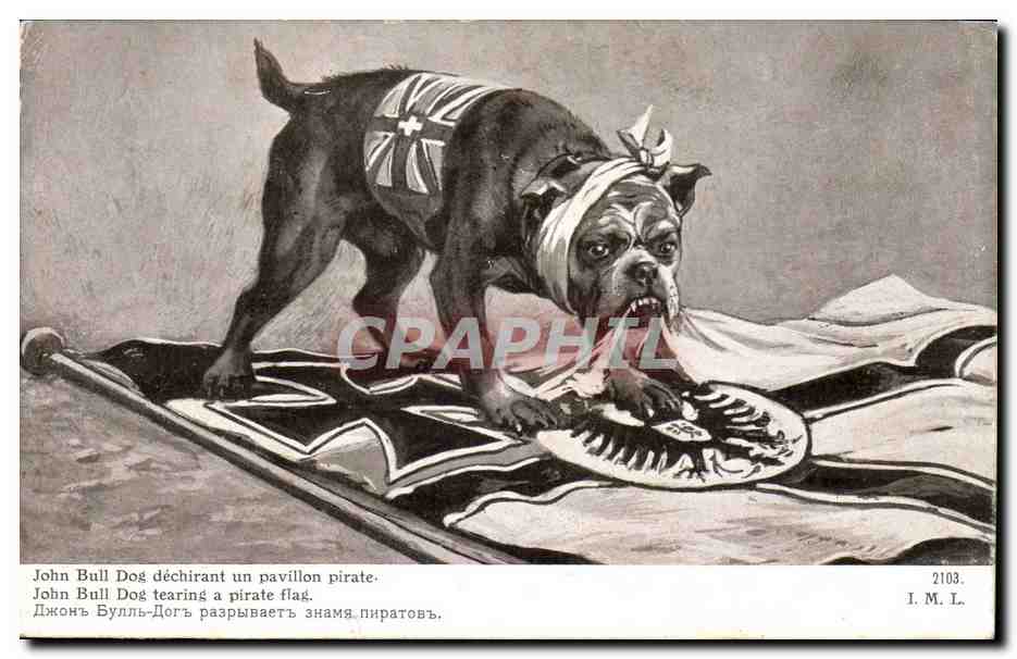 John Bull Dog die een piratenvlag scheurt — I. M. L. n° 2103