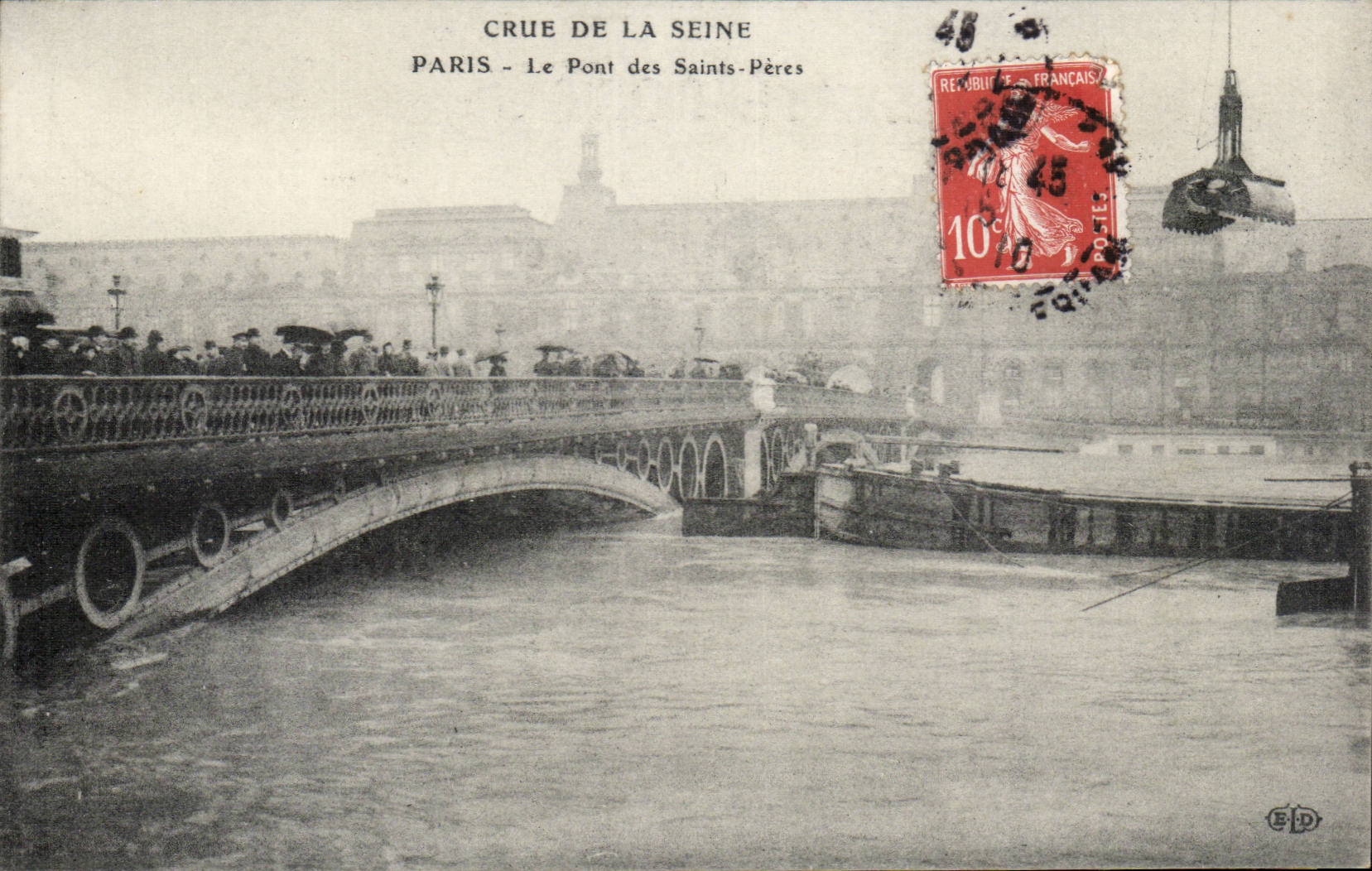 Allagamento della Senna — Il Ponte dei Santi-Père — E.P.D.