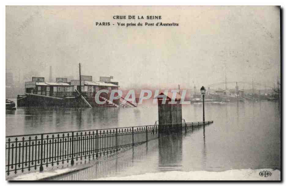 Paris - 12 - Inondations de Paris 1910 - Pont d'Austerlitz - CPA 