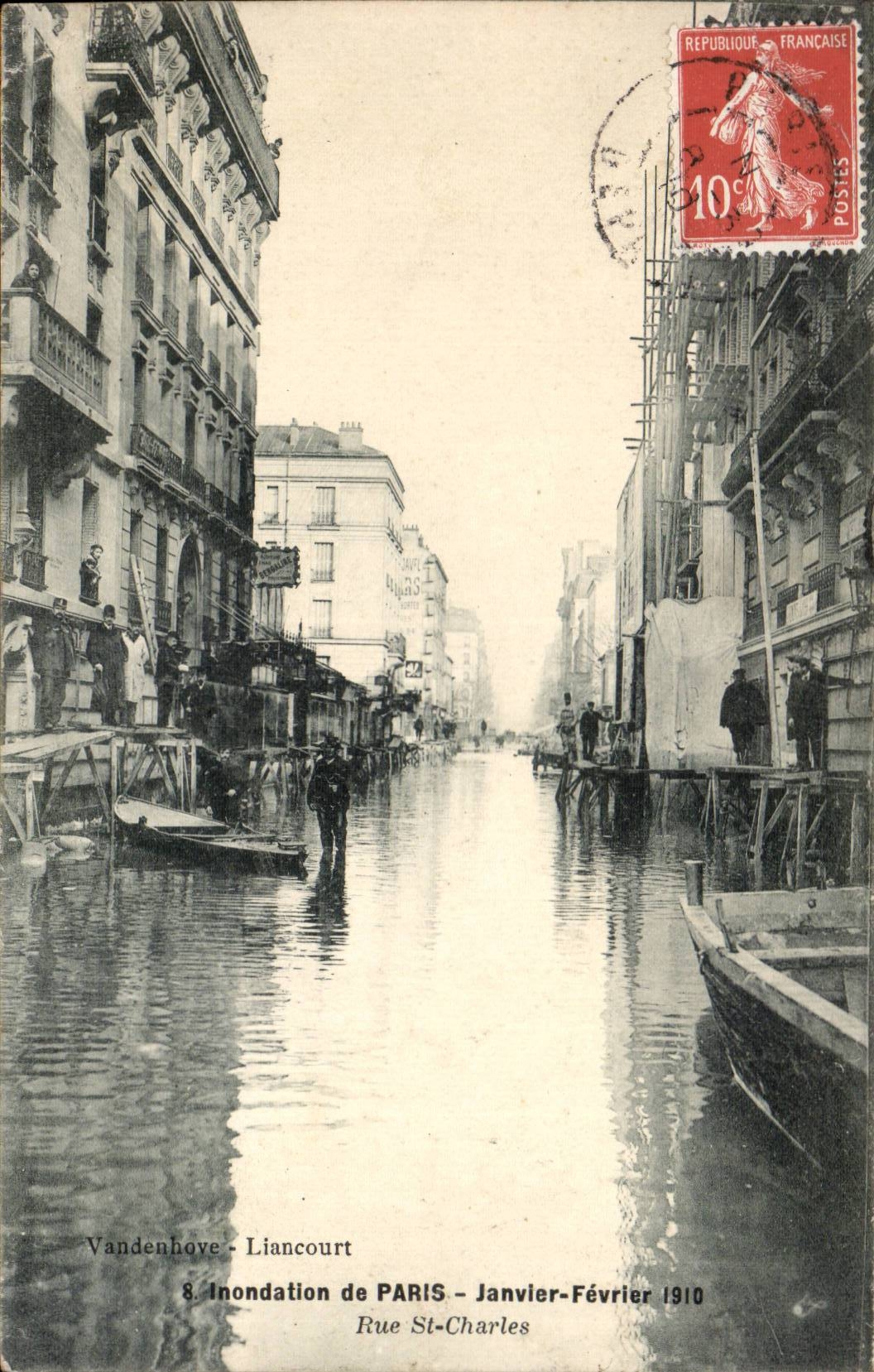Allagamento di PARIS — Gennaio-Febbraio 1910 — Rue St-Charles — Vandenhove - Liancourt