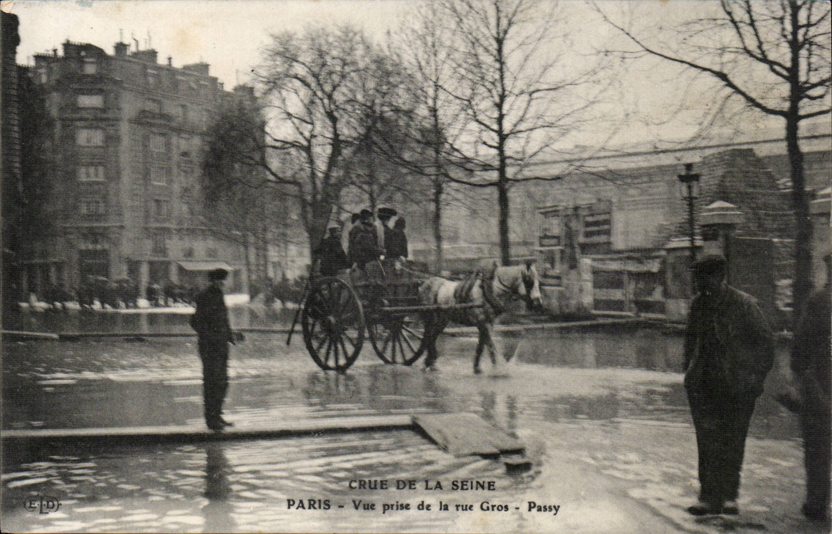 Overstroming van de rivier de Seine — Uitzicht genomen van de rue Gros - Passy — ELD