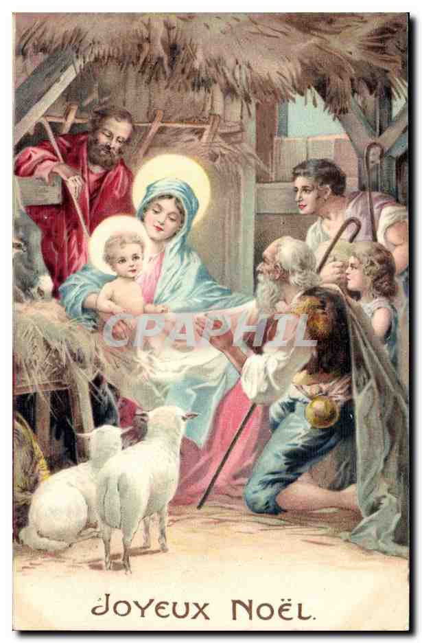 Natividad — escena de belén con María, José y pastores — impresa en Alemania, serie 11060