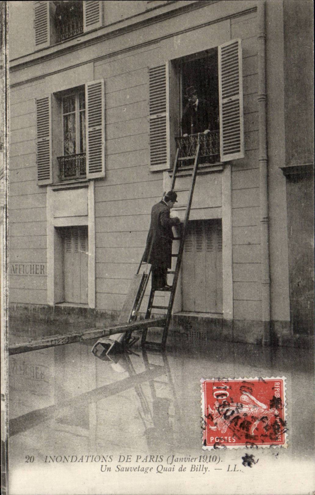 Allagamenti di Parigi — Salvataggio Quai de Billy — Affichécher