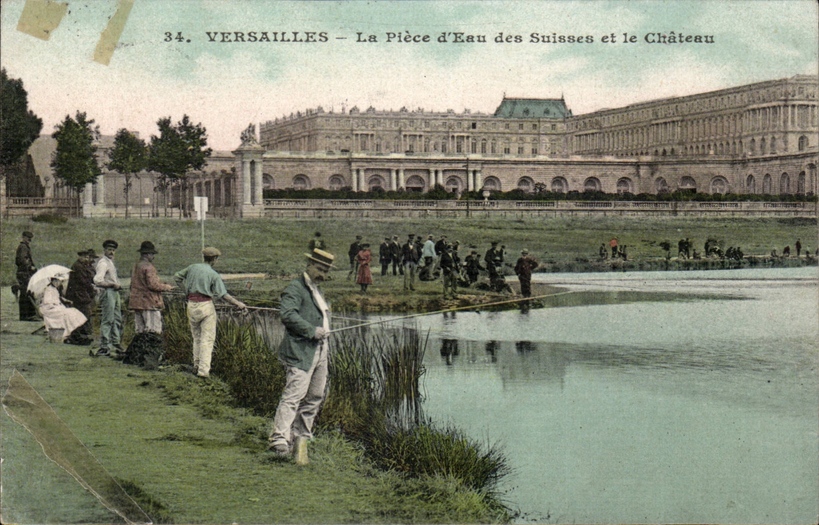 Tarjeta postal antigua Versalles La pièce d'eau des Suisses et le château