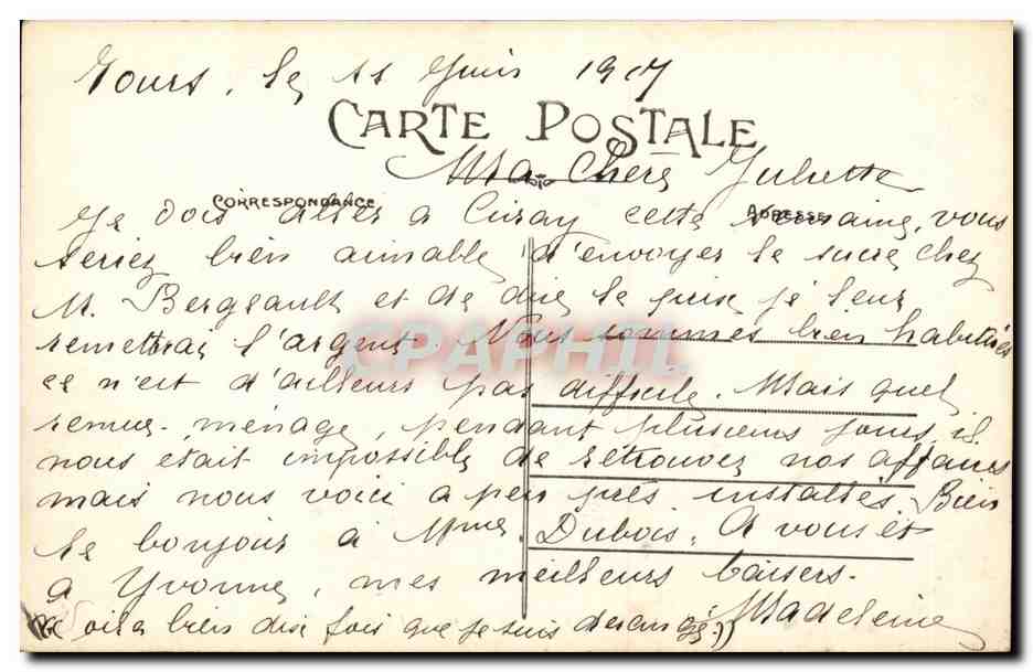 CPA Tours Le pont de pierres (cote Ouest) — Rückseite