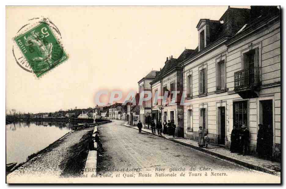 Ferret (Indre-et-Loire) — Rive gauche du Cher; Boutumont du Pont, et Quai; Route Nationale de Tours à Nevers.