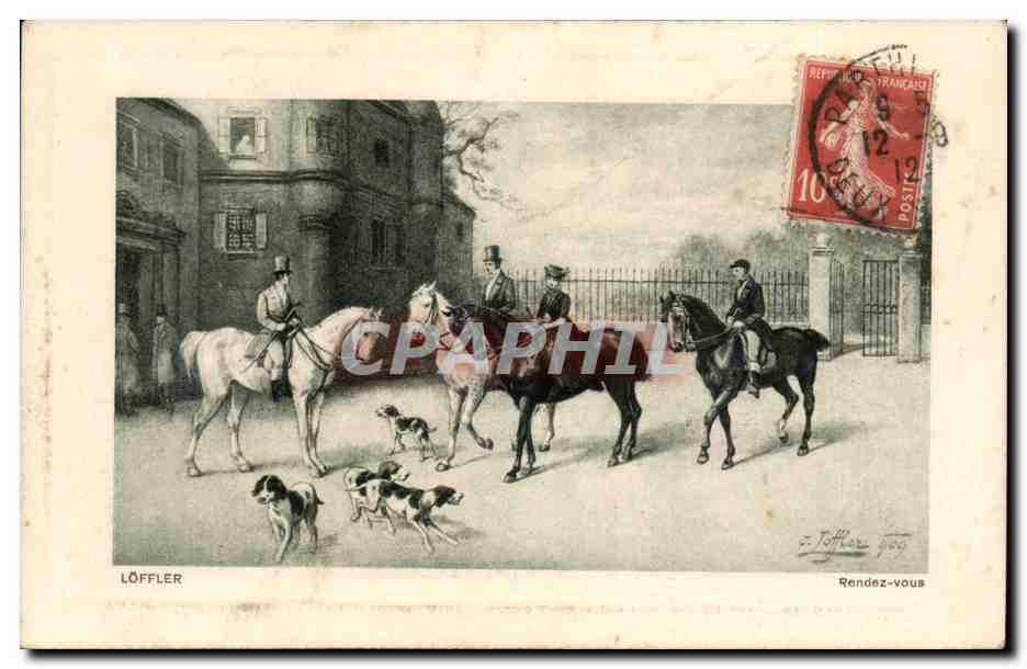 CPA Loffler Rendez vous Chevaux Cheval Horse Chien Dog