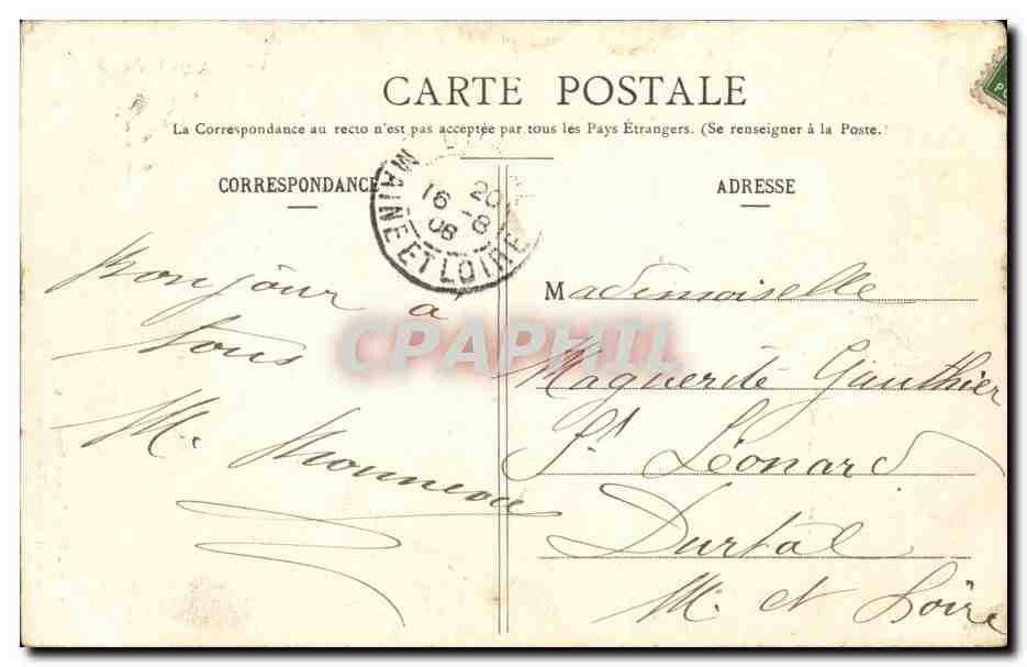 CPA Folklore Deux jeunes amoureux — Verso