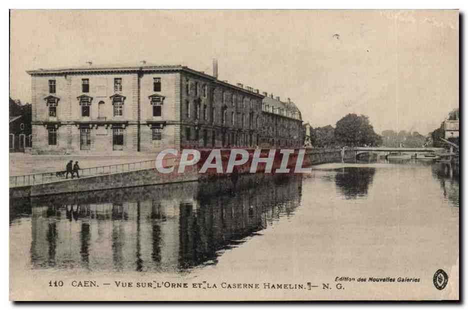 Caen cPA Vue sur l'orne et la caserne Hamelin