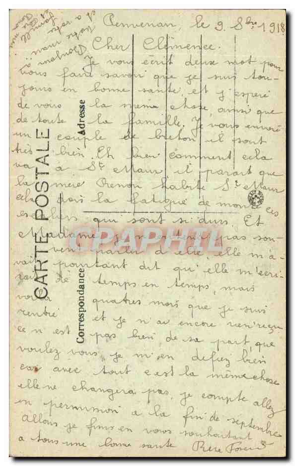 En Bretagne CPA Costumes bretons Un jeune menage — Verso