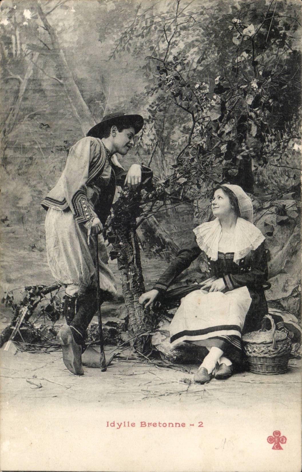 CPA Idylle breton (couple)