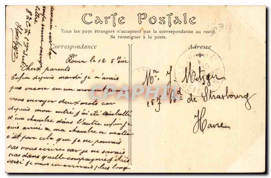 Rouen cPA Caserne Pelissier — Rückseite