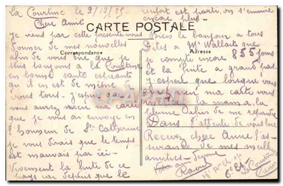 Camp de La Courtine — Souvenir — Éditeur inconnu, n° de série non visible — Achterkant