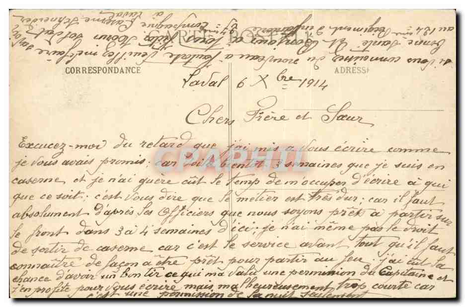 Laval - Caserne Schneider CPA  — Verso