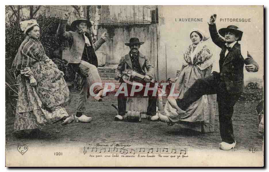 L'Auvergne pittoresque — scène de danse traditionnelle — éditeur VD, n° 1201