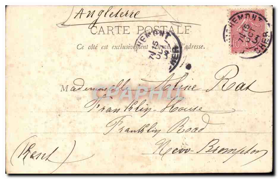 Femme en robe à carreaux — Hémént, France — Éditeur : La Rougier, Hémént — Verso