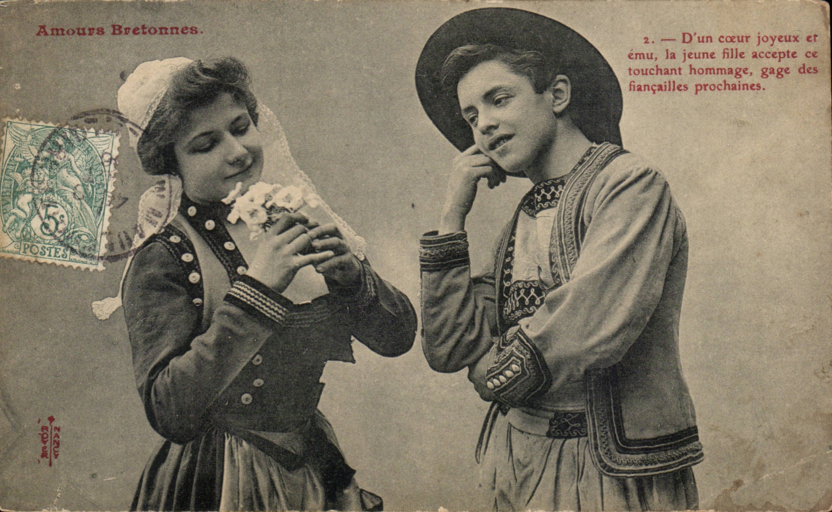 Folklore - Costumes - Fantaisie - Couple - Amours Bretonnes - CPA 