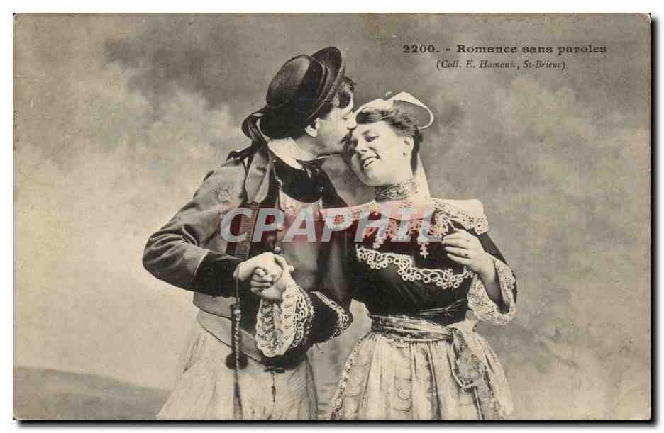 Folklore - Costumes - En Bretagne - Romance sans paroles - couple - CPA 