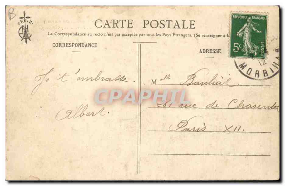 Folklore - Costumes - En Bretagne - Romance sans paroles - couple - CPA  — Rückseite