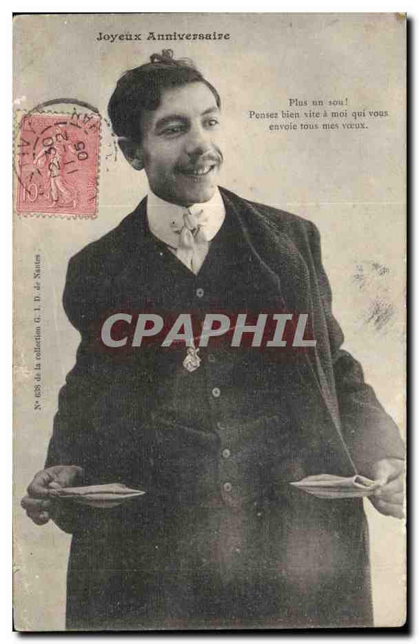 Fete - Joyeux Anniversaire Homme - Plus un sou - - CPA 
