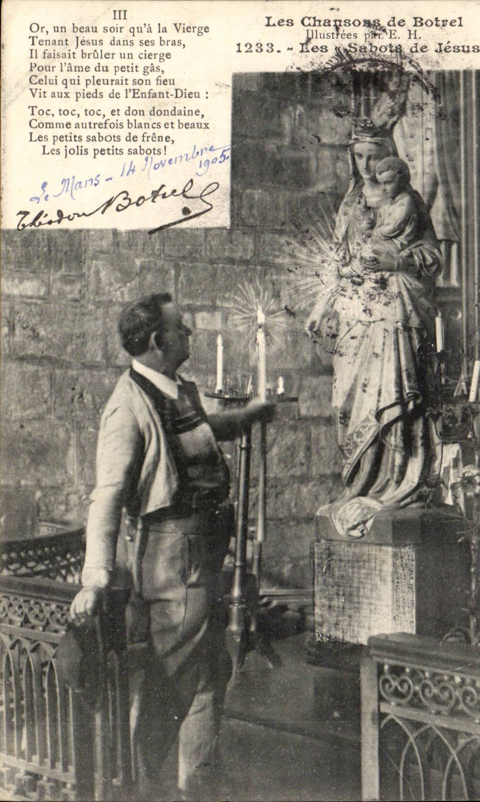 Statue de la Vierge à Le Mans — Les Chansons de Botrel illustrées par E. H. — n°1233