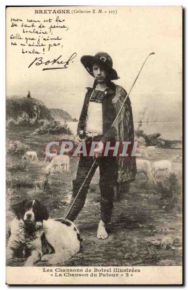 Fantaisie - Homme - Les Chansons de Botrel - Bretagne - Chien - dog - - CPA 