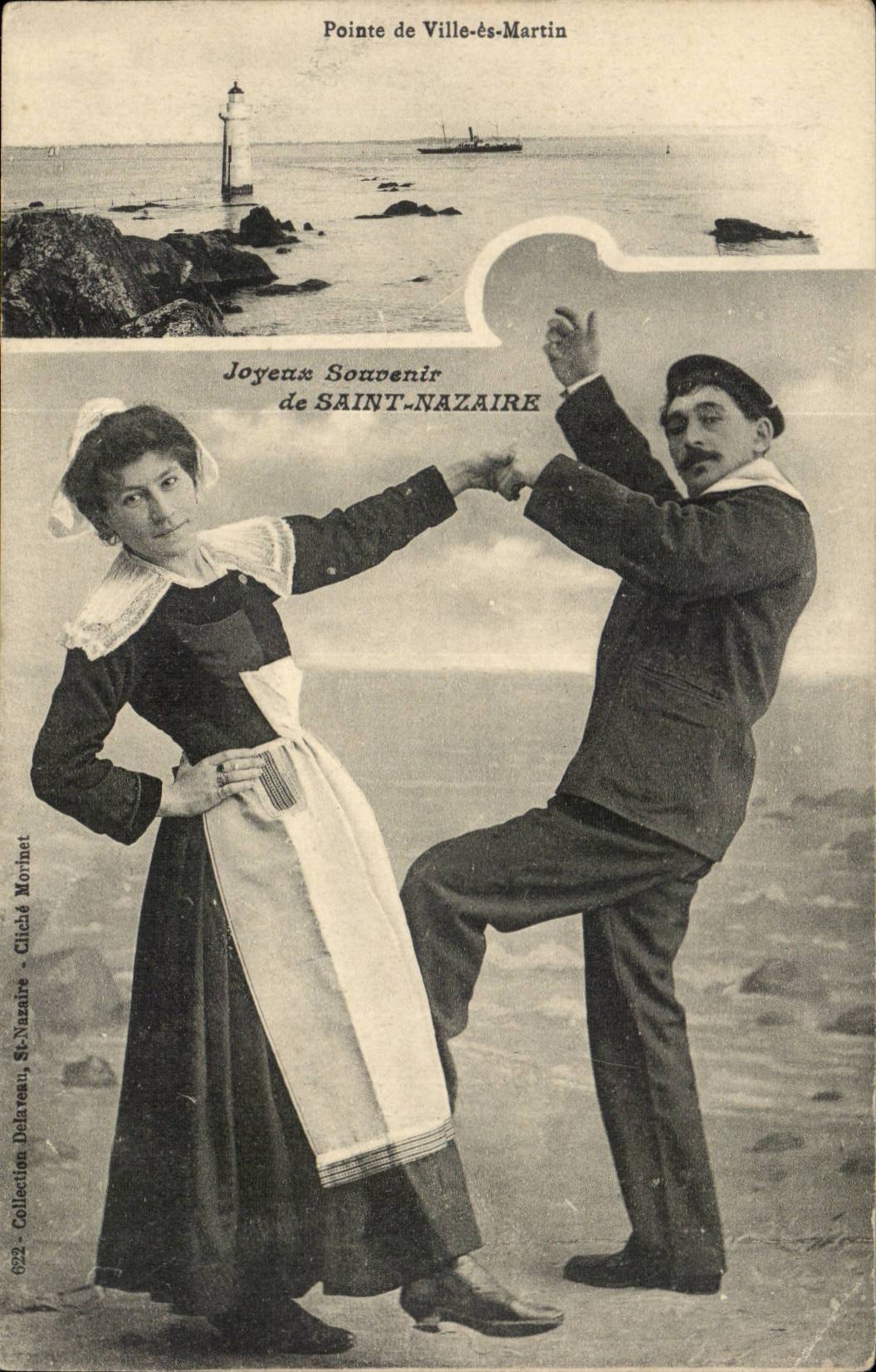 St Nazaire - Joyeus Souvenir En Bretagne - Fantaisie - Pointe de Ville es Martin - Costumes - Folklore CPA 