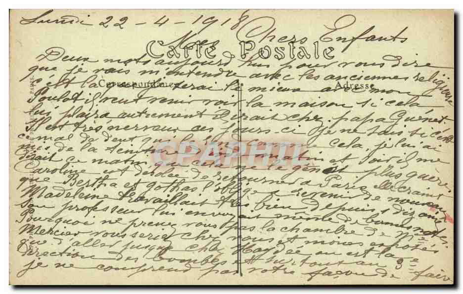 Fantaisie - Femme - Bretagne - Le Lit a double etage - Costumes - Folklore CPA  — Verso