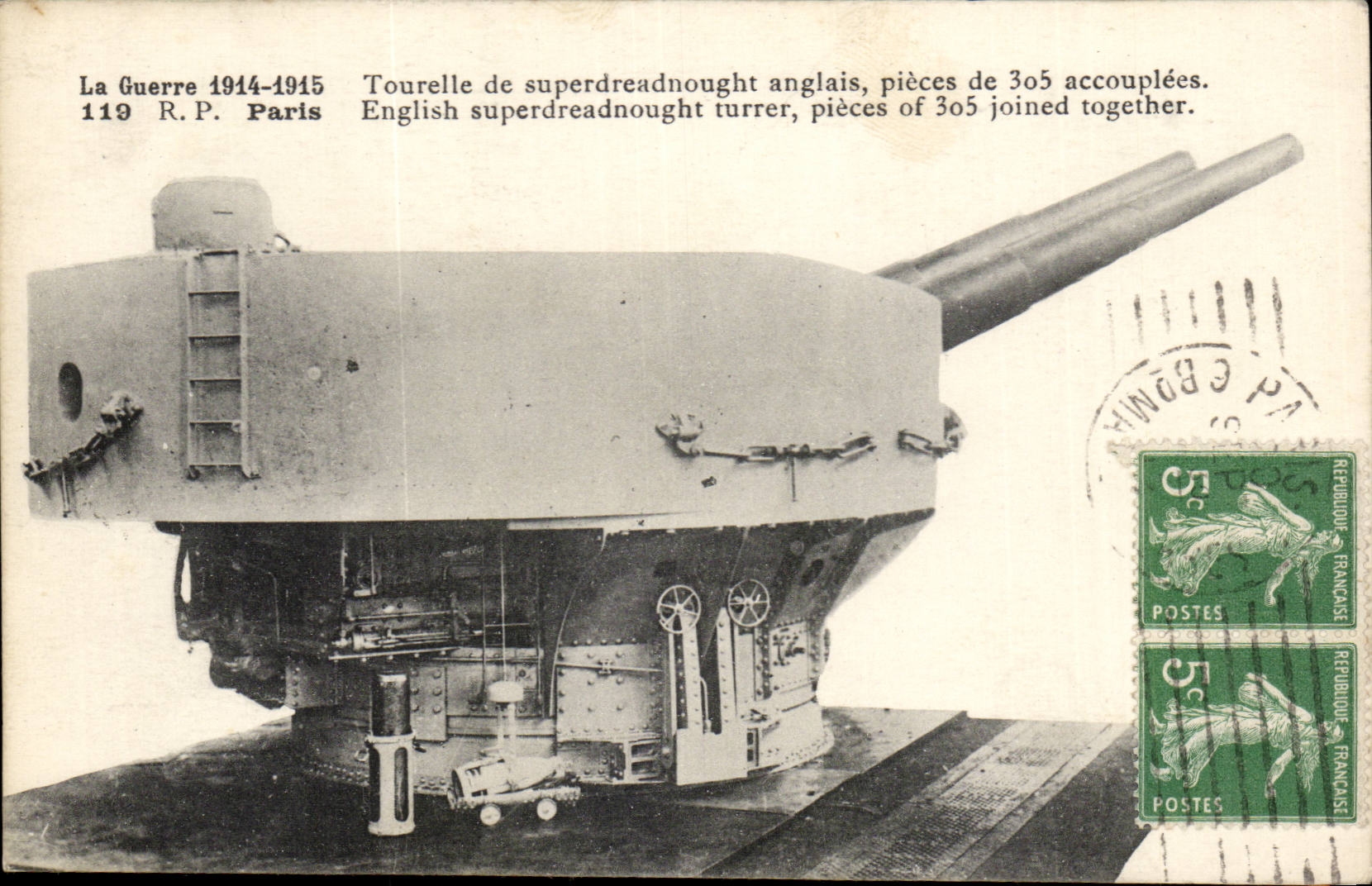 Toren van een superdreadnought Engels — stukken van 305 gekoppeld — R.P. Paris 119