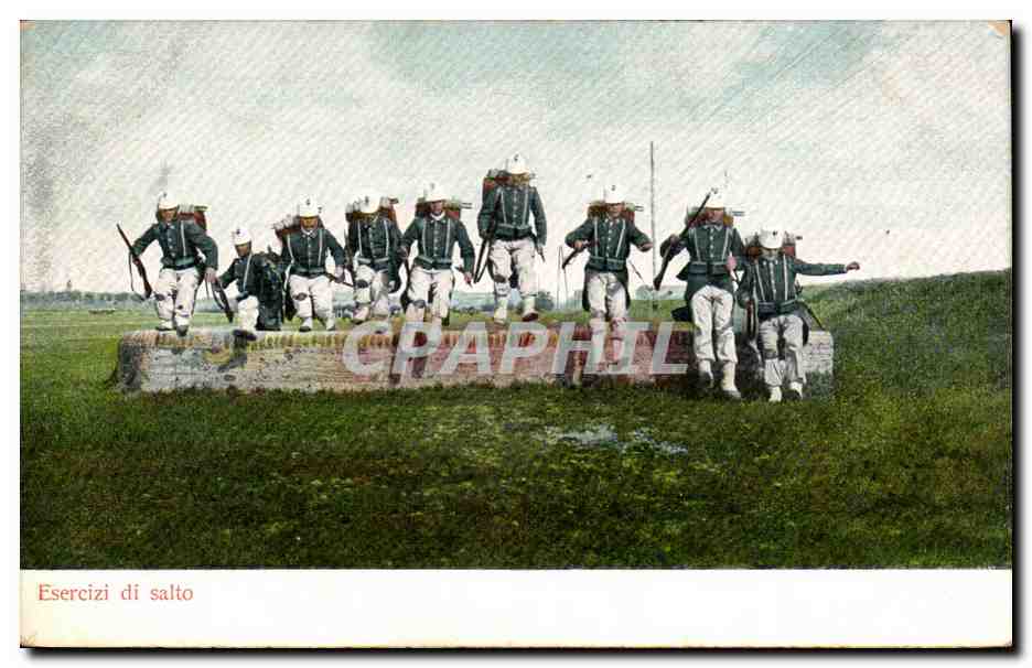 Militaria - Italia - Italie - Esercizi di salto - soldat - CPA 