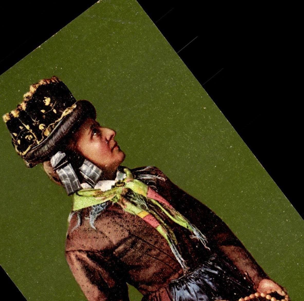 Femme en costume traditionnel wallisien — Goms — éditeur Wehrli A.-G., Kilchberg-Zürich, n° 110