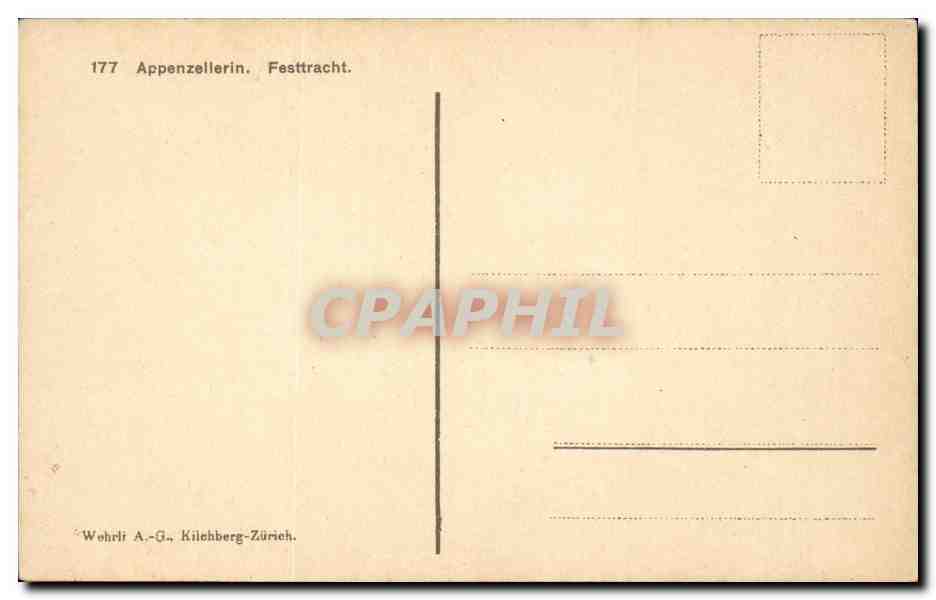 Femme - Fantaisie - Appenzellerin - Festtracht Deutschland - Germany - CPA  — Rückseite