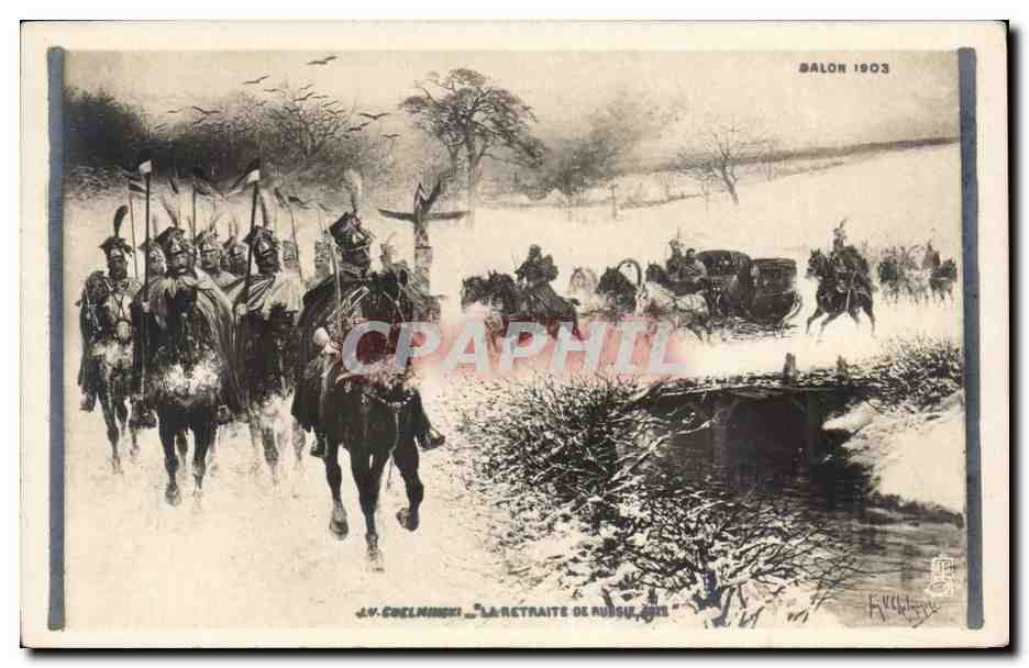 Militaria - Le Retraite de Russie - Cheval Horse - Russia CPA 
