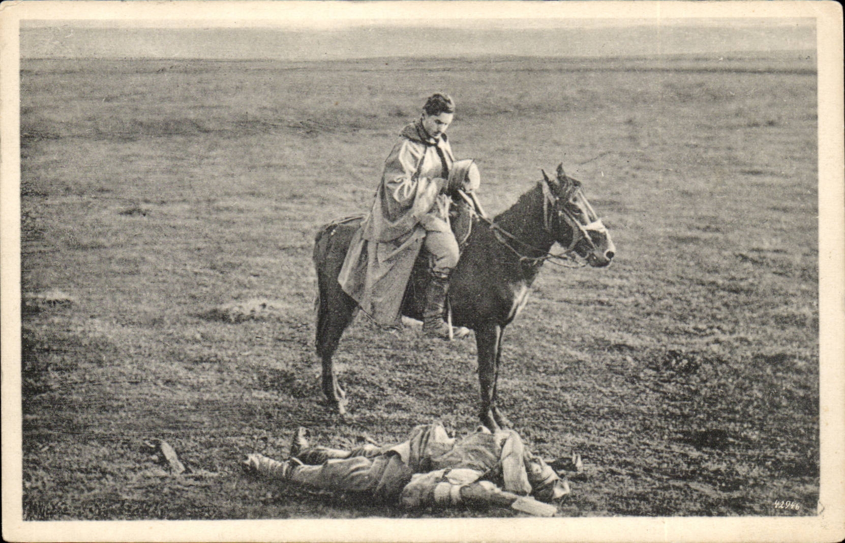 Soldat à cheval sur un champ de bataille — Serbie — éditeur inconnu, n° 442946
