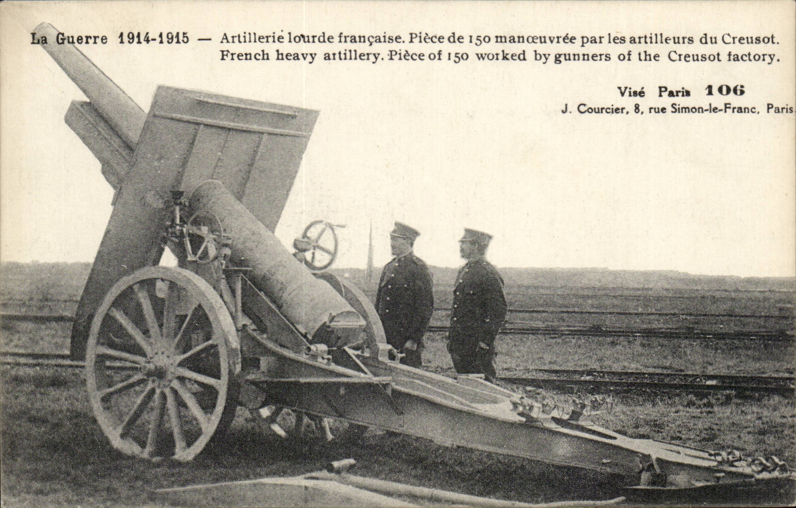 Zware Franse artillerie — Stuk van 150 bediend door artilleristen van Creusot — Visé Parijs 106