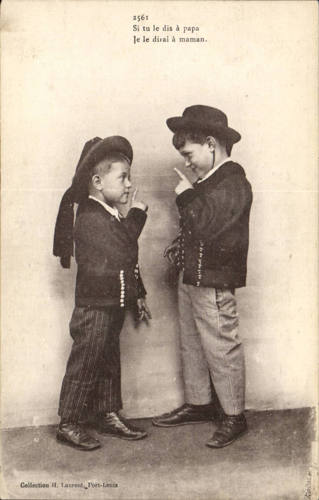 Fantaisie - Enfant - Si tu le dis a Papa - Je le dirai a Maman CPA 