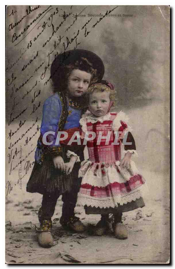 Fantaisie - Enfant - Jeunes Bretons - Frere et Soeur CPA 