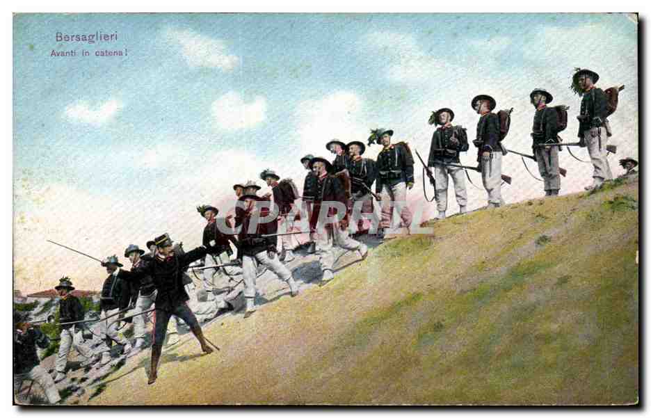 Militaria - Bersaglieri Avanti in Cantona - Italie - Italia - - CPA 