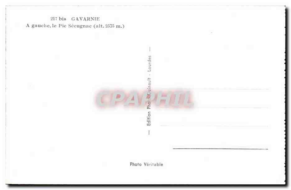 Gavarnie - A Gauche le Pic seeugnac alt 2575 - CPA  — Verso