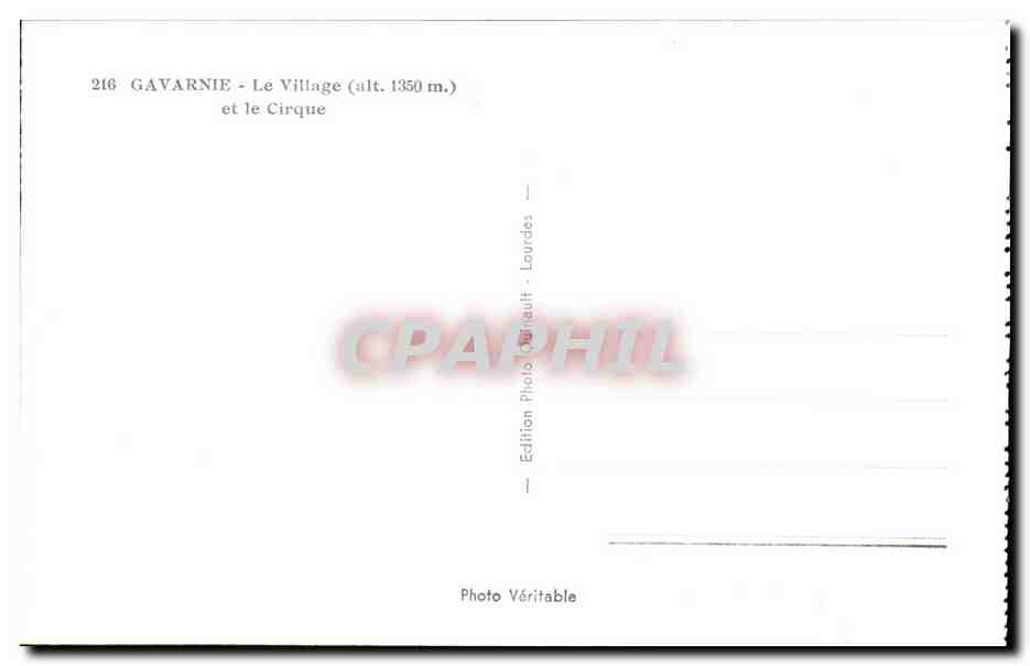 Gavarnie - Le Village et le Cirque - alt 1350 - CPA  — Verso