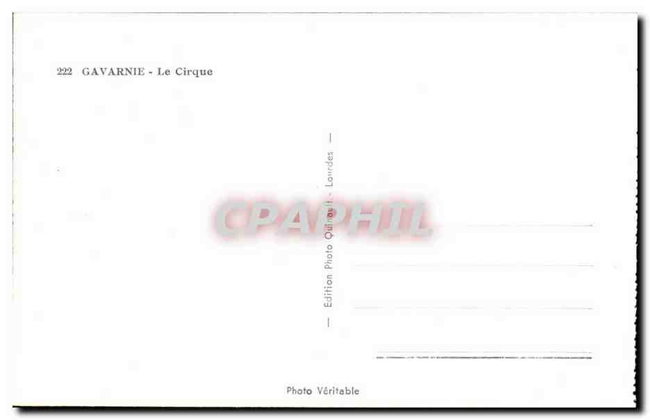 Gavarnie - Le Cirque - CPA  — Verso