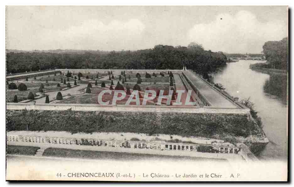 Chenonceaux - Le Chateau - Le Jardin et le Cher - CPA 