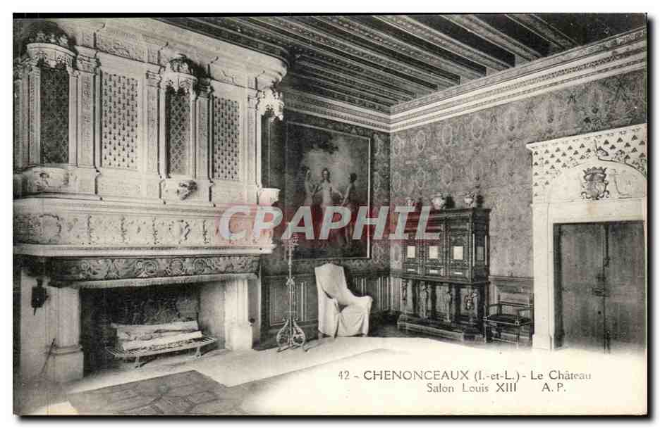 Chenonceaux - Le Chateau - Salon Louis XIII- CPA 