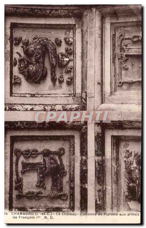 Chenonceaux - Caissons de Plafonds aux armes de Francois 1 CPA 