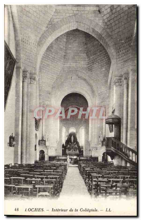 Loches - Le Collegiale Saint Ours - Interieur - CPA 