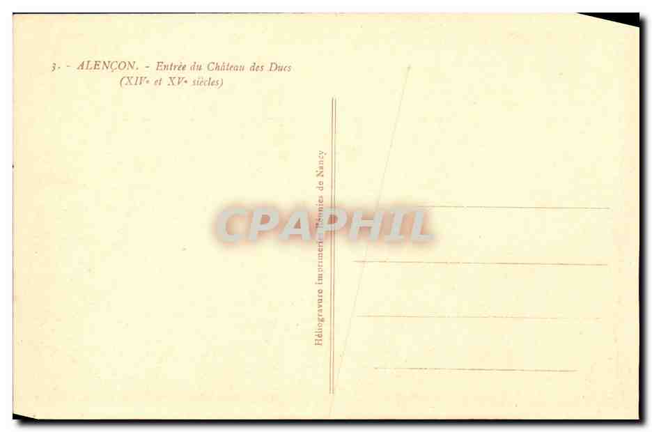Alencon - Entree du Chateau des Ducs - CPA  — Rückseite